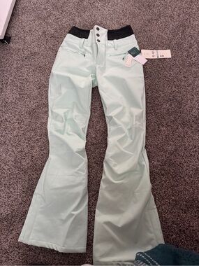 Roxy Mint Green Flare Ski Pants with Black Waistband